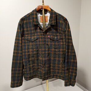 LEVI STRAUSS GREEN|BROWN|BLUE PLAID COURDROY JACKET MEN SIZE XXL
